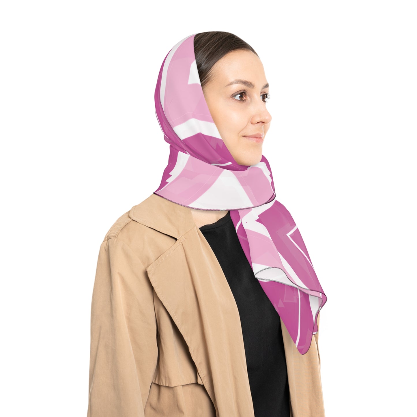 Stylish Geometric Pink Poly Scarf - Perfect for Fashion Lovers & Special Occasions!