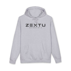 ZEXTU Logo Hoodie — Minimalist Streetwear Pullover with 'Defined by X' Text