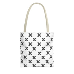 X Pattern Tote Bag — Minimal Black & White All-Over Print Tote