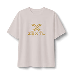 ZEXTU Gold Logo Tee — Minimalist Branded Graphic T-Shirt