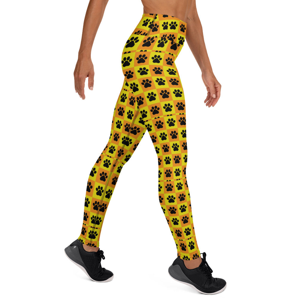 Yellow paws pattern Yoga Leggings