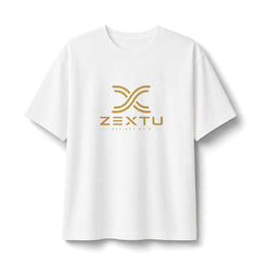 ZEXTU Gold Logo Tee — Minimalist Branded Graphic T-Shirt