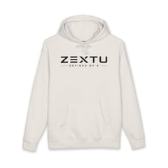 ZEXTU Logo Hoodie — Minimalist Streetwear Pullover with 'Defined by X' Text