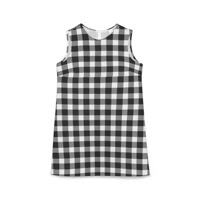 A-line black and white plaid Sleeveless Dress (AOP)