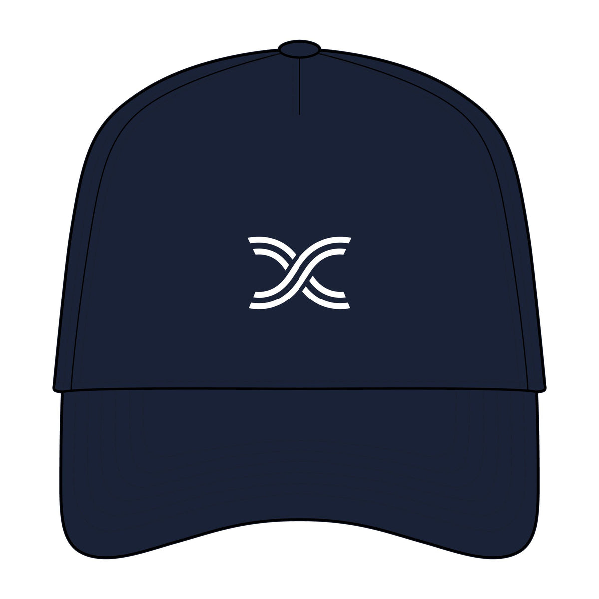 Retro Snapback Cap — Minimal White Wave Logo Cotton Blend
