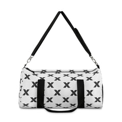Monochrome X Pattern Duffel Bag – Minimalist Travel Gym Bag