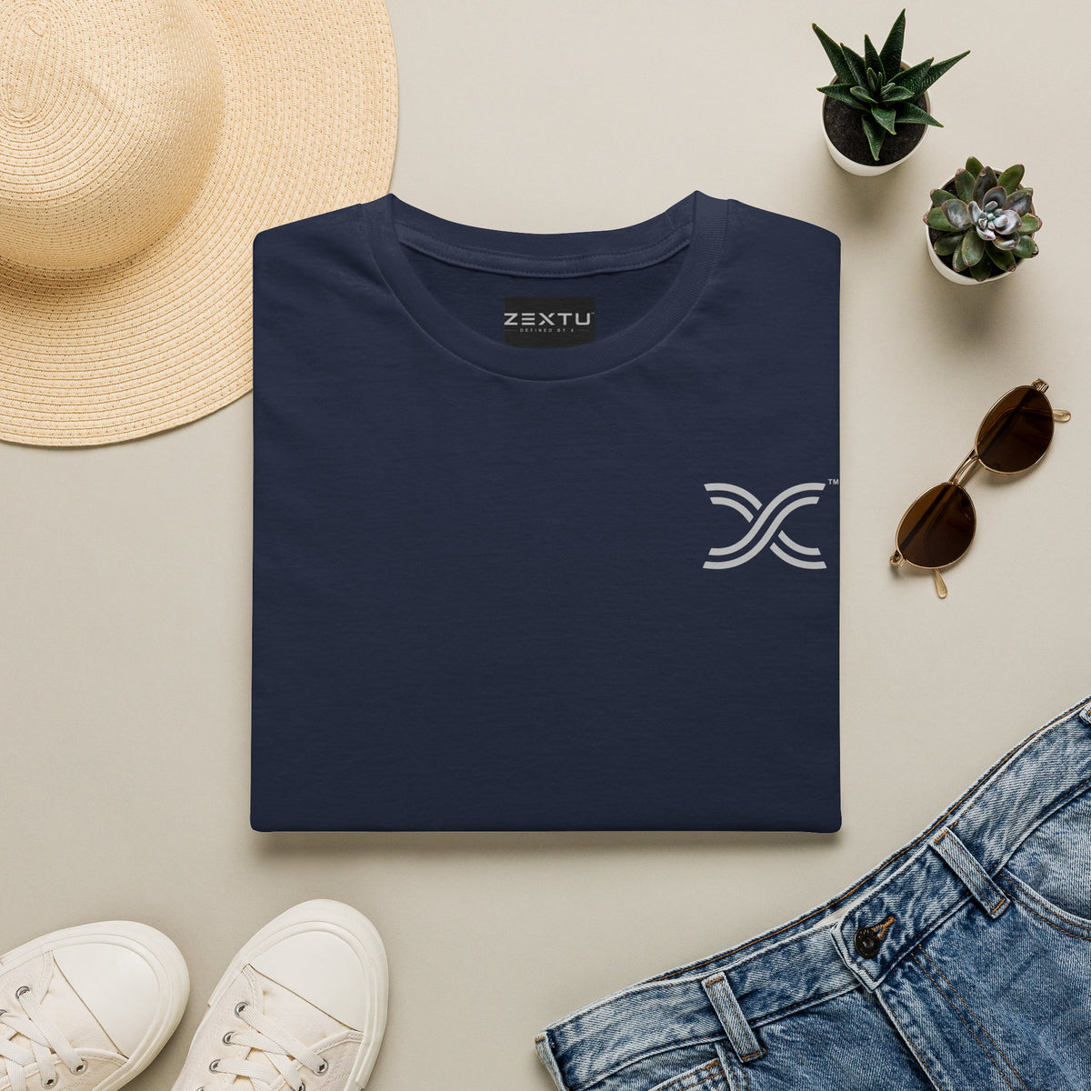 ZEXTU™ X Logo Tee — Navy