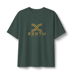 ZEXTU Gold Logo Tee — Minimalist Branded Graphic T-Shirt