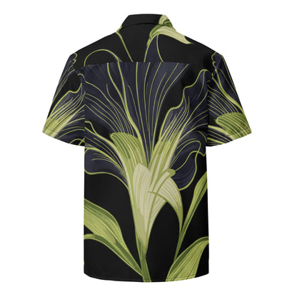 Black & Green flower Unisex button shirt