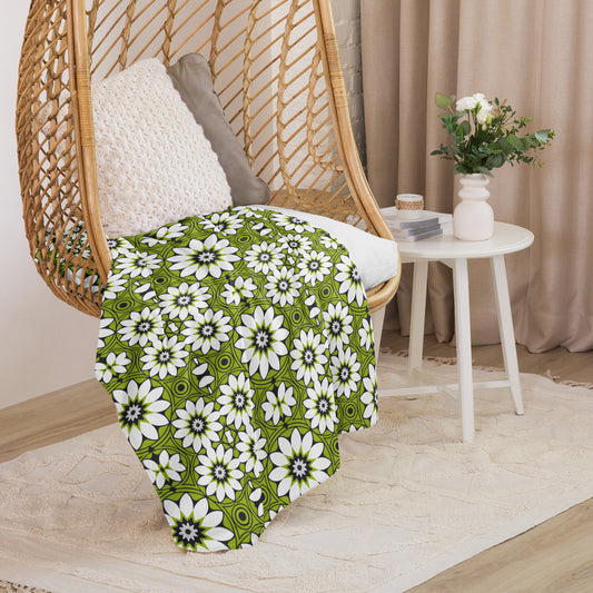 Green & White Sherpa blanket